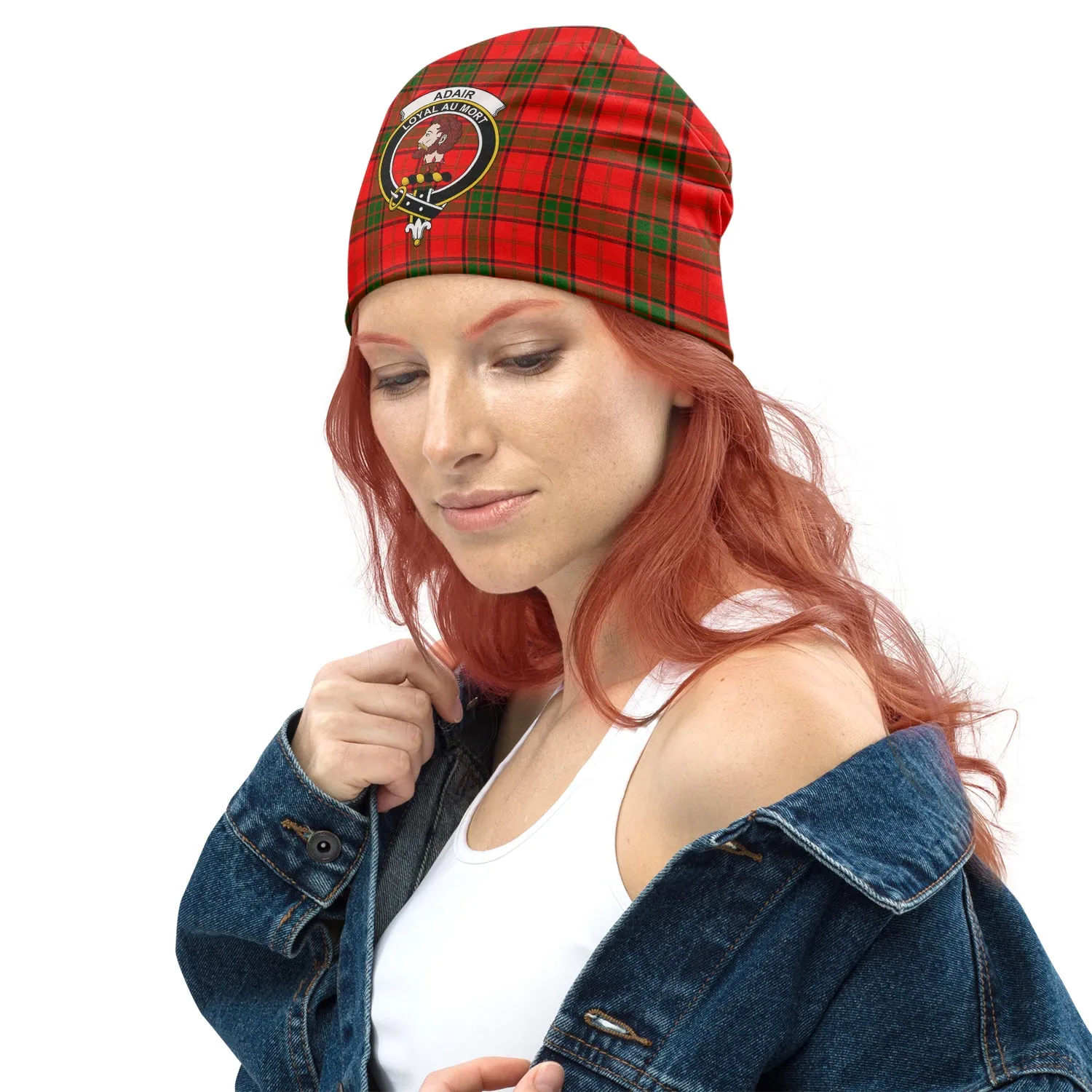 Adair Tartan Beanies Hat with Family Crest