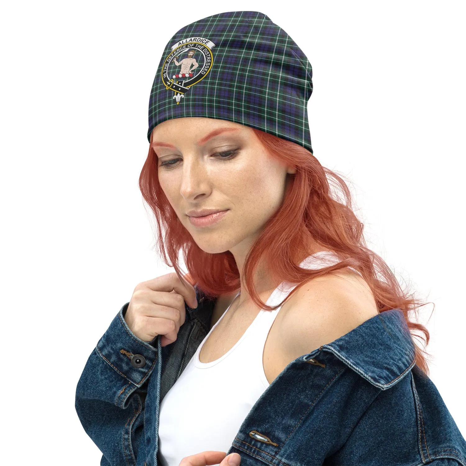 Allardice Tartan Beanies Hat with Family Crest