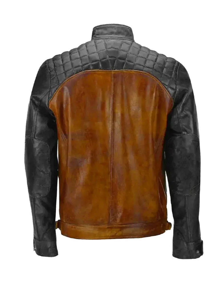 Brown and Black Leather Quilting Vintage Jacket