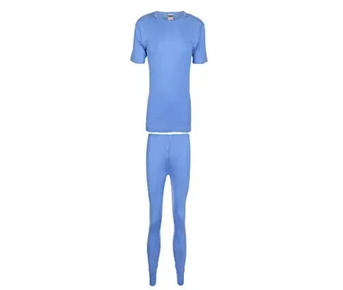 B.U.L ® 2 Mens Extrem Hot Thermal Underwear Set Short Sleeve Vest & Long Johns Suitable for Winter, Outdoor Work, Travel, Camping & Ski Wear Size S-XL (Xlarge, Blue)