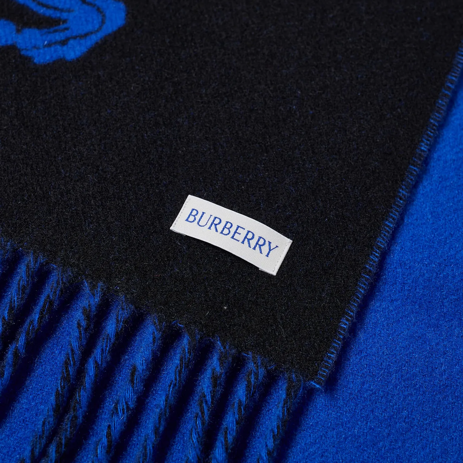 Burberry Logo Jacquard Cashmere Scarf in Knight & Black