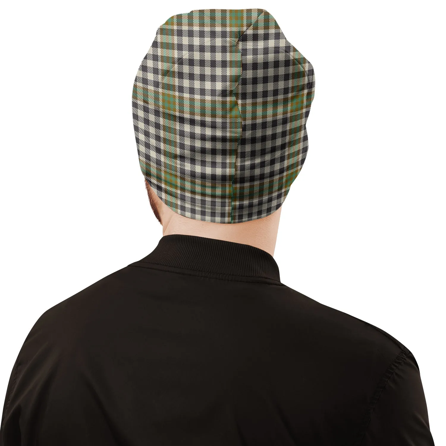 Burns Check Tartan Beanies Hat with Family Crest