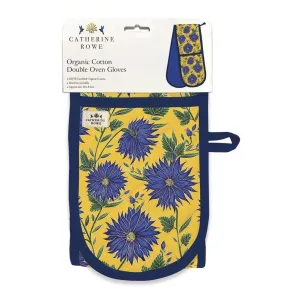 Catherine Rowe Blue Flowers Organic Cotton Oven Golves