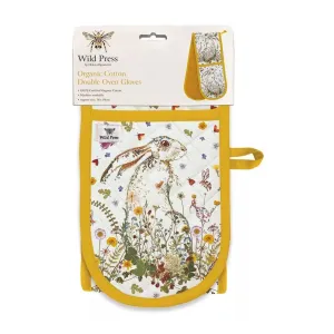 Catherine Rowe Organic Cotton Wild Press Wildflower Hare Oven Gloves