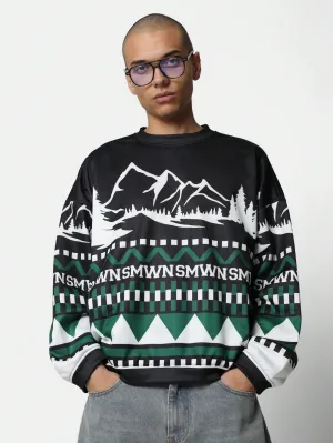 Christmas Regular Fit All Over Printed Sweatshirt