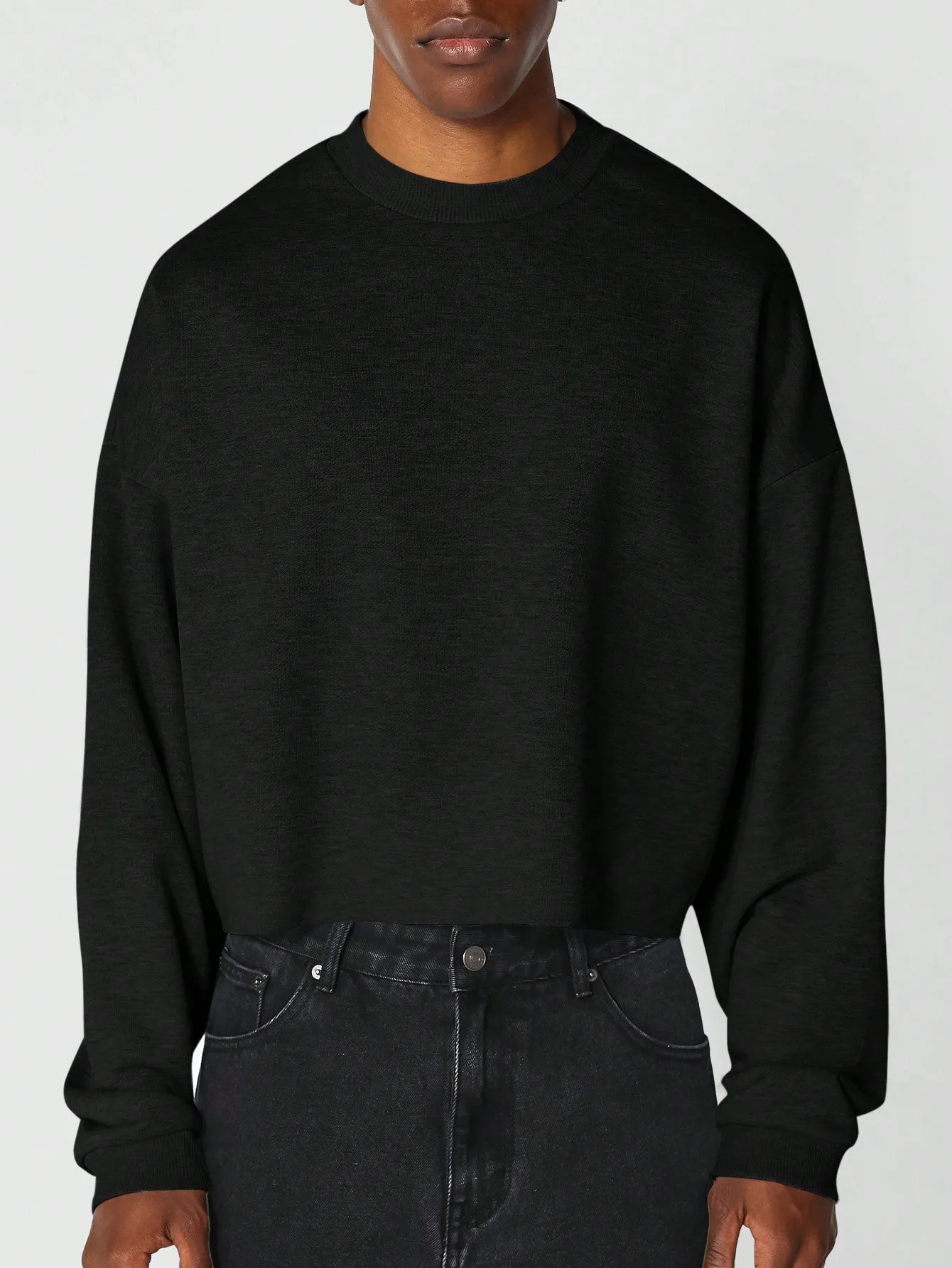 Crop Fit Crew Neck Sweatshirt