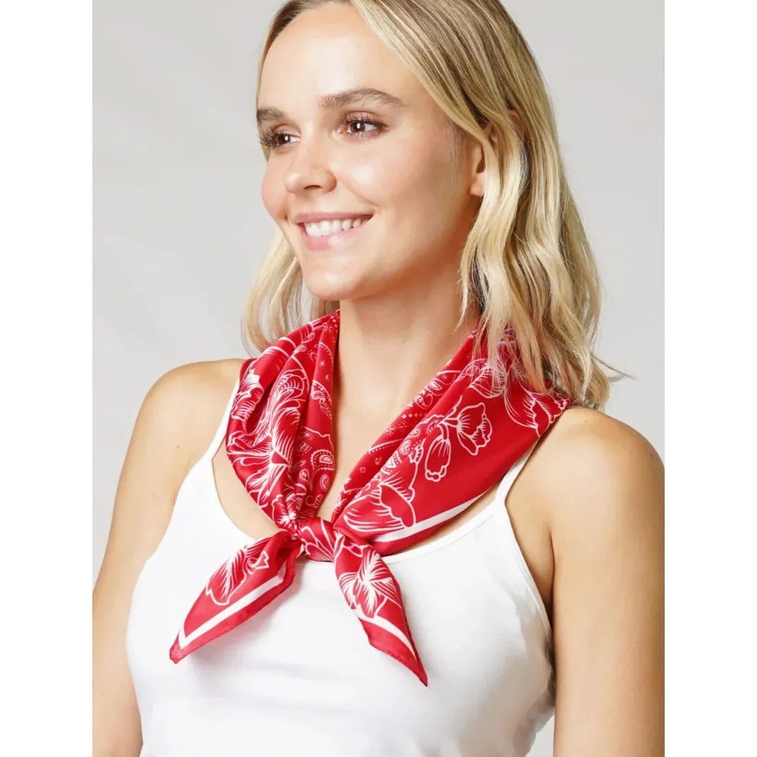 Floral Bandana Satin Scarf Wrap