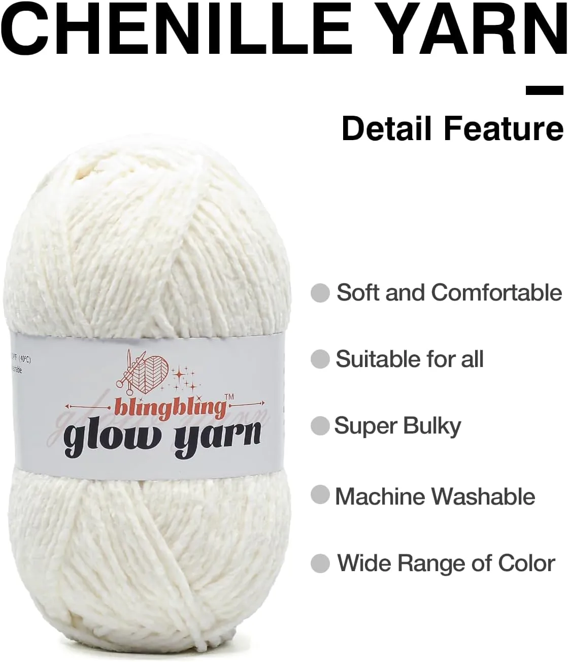 High Quality Red Glow-in-the-Dark Chenille Yarn