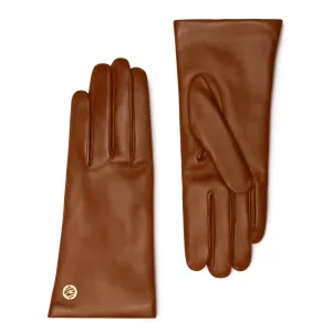 Honoré Eleanor cognac goatskin leather gloves