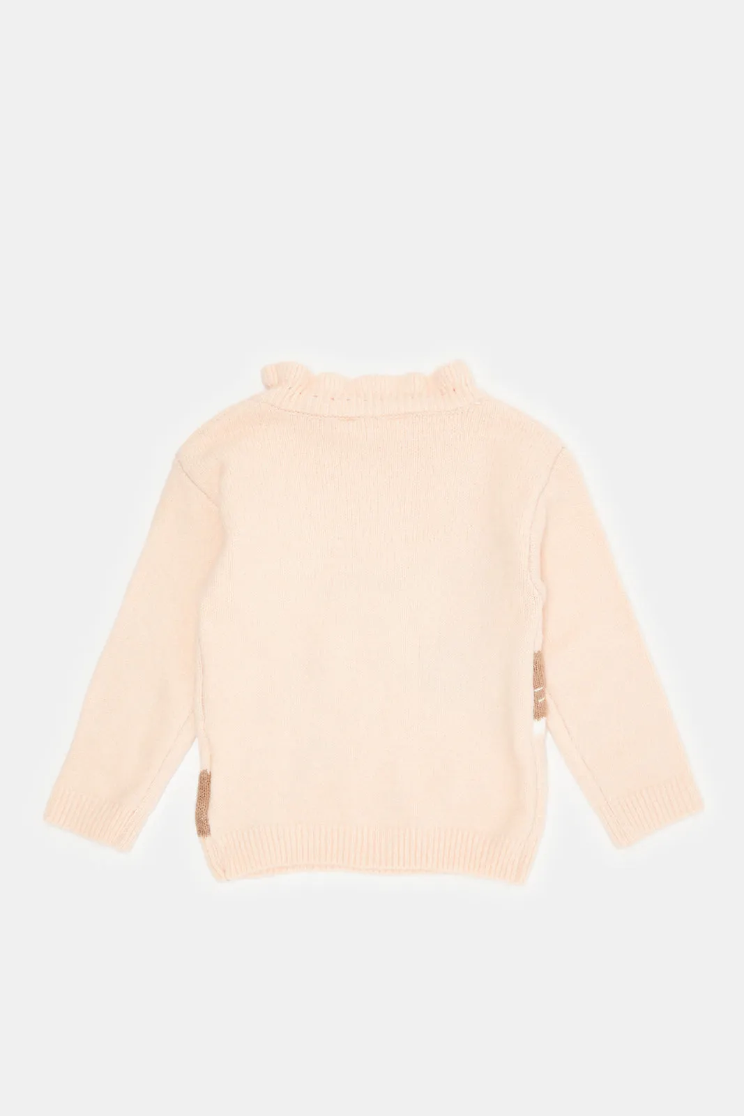 Infant Girls Apricot Deer Embellished Pullover