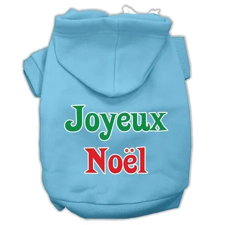 Joyeux Noel Screen Print Pet Hoodies Baby Blue Xs (8)