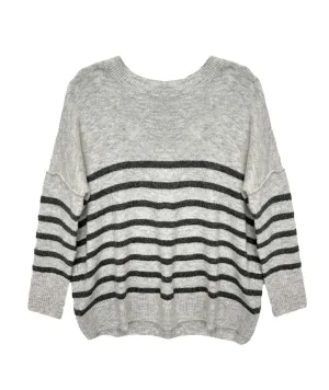 Katie J NYC Juniors Grey Striped Nellie Sweater