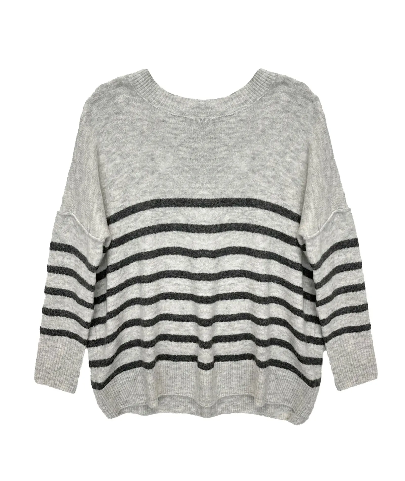 Katie J NYC Juniors Grey Striped Nellie Sweater