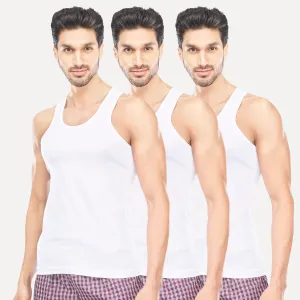 Kings RN -  100% Cotton White Vest For Mens Combo (Pack of 3) | Uathayam