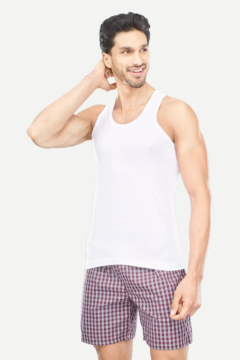 Kings RN -  100% Cotton White Vest For Mens Combo (Pack of 3) | Uathayam