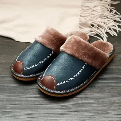 Men's Warm Leather Slippers