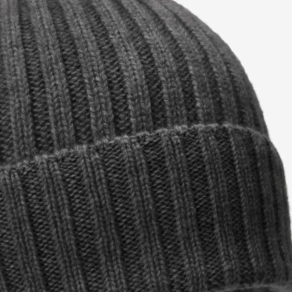 Milano (dark grey) - 100% cashmere ribbed beanie (unisex)