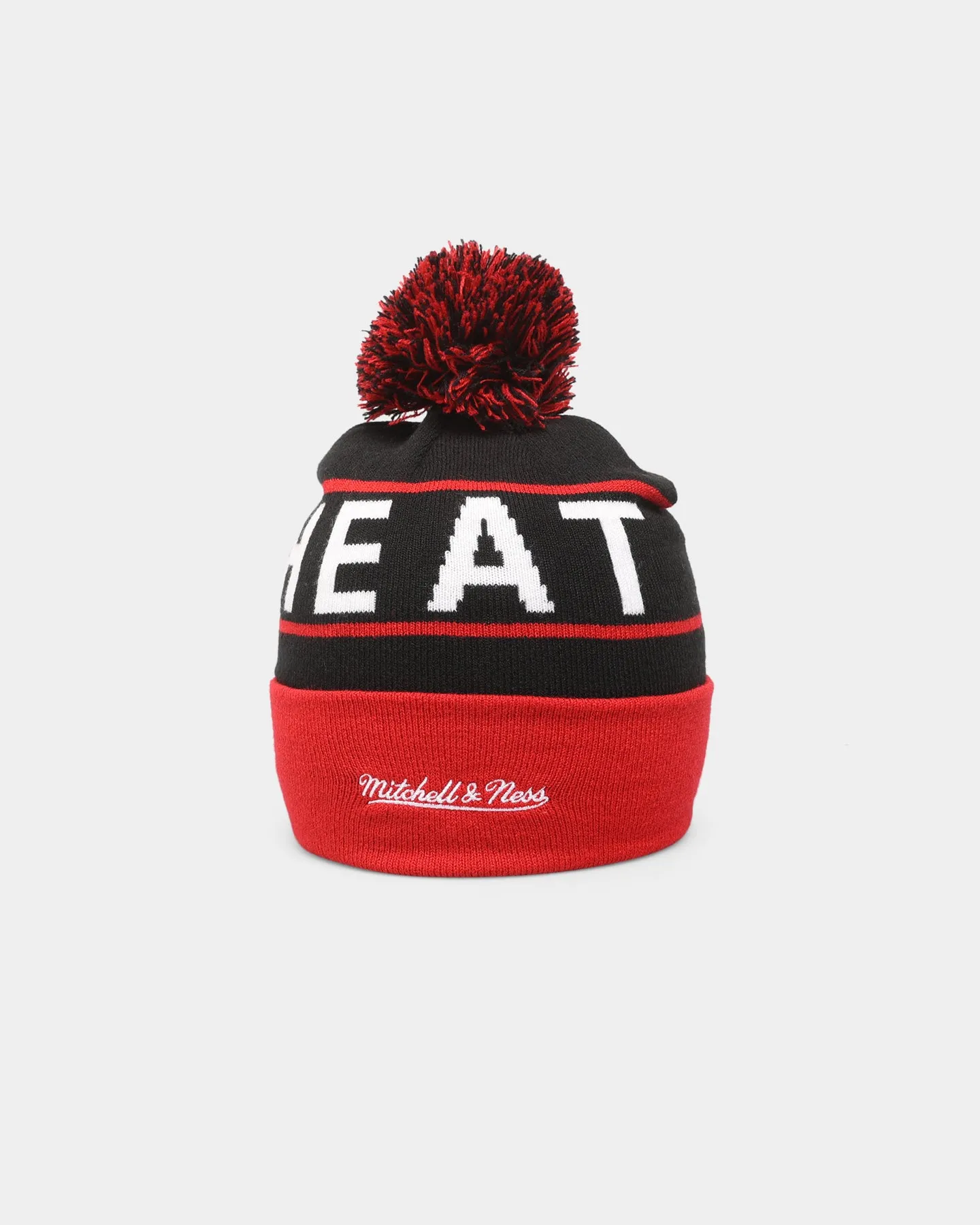 Mitchell & Ness Miami Heat Team Pom Beanies Black