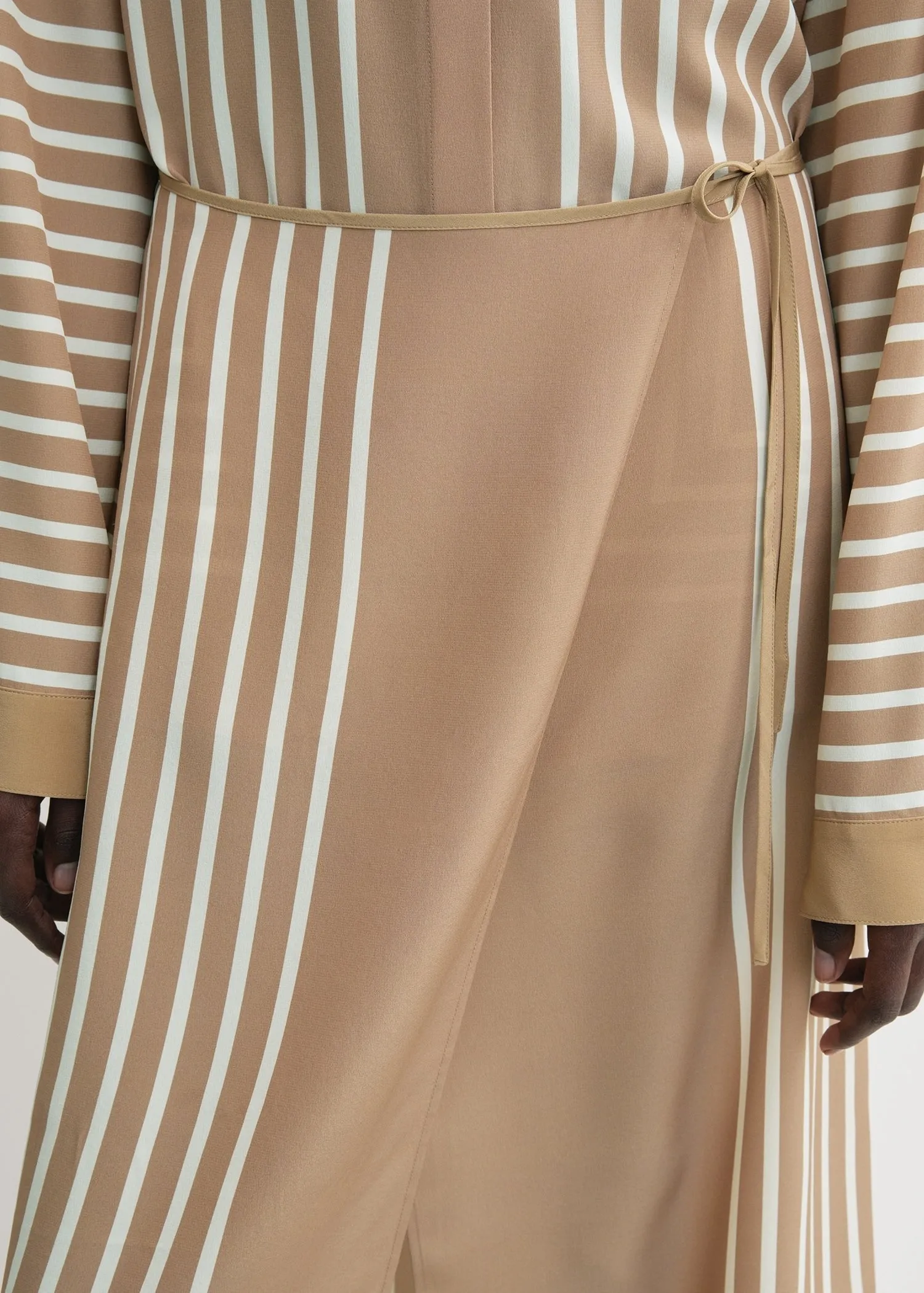 Monogram silk wrap skirt camel/white