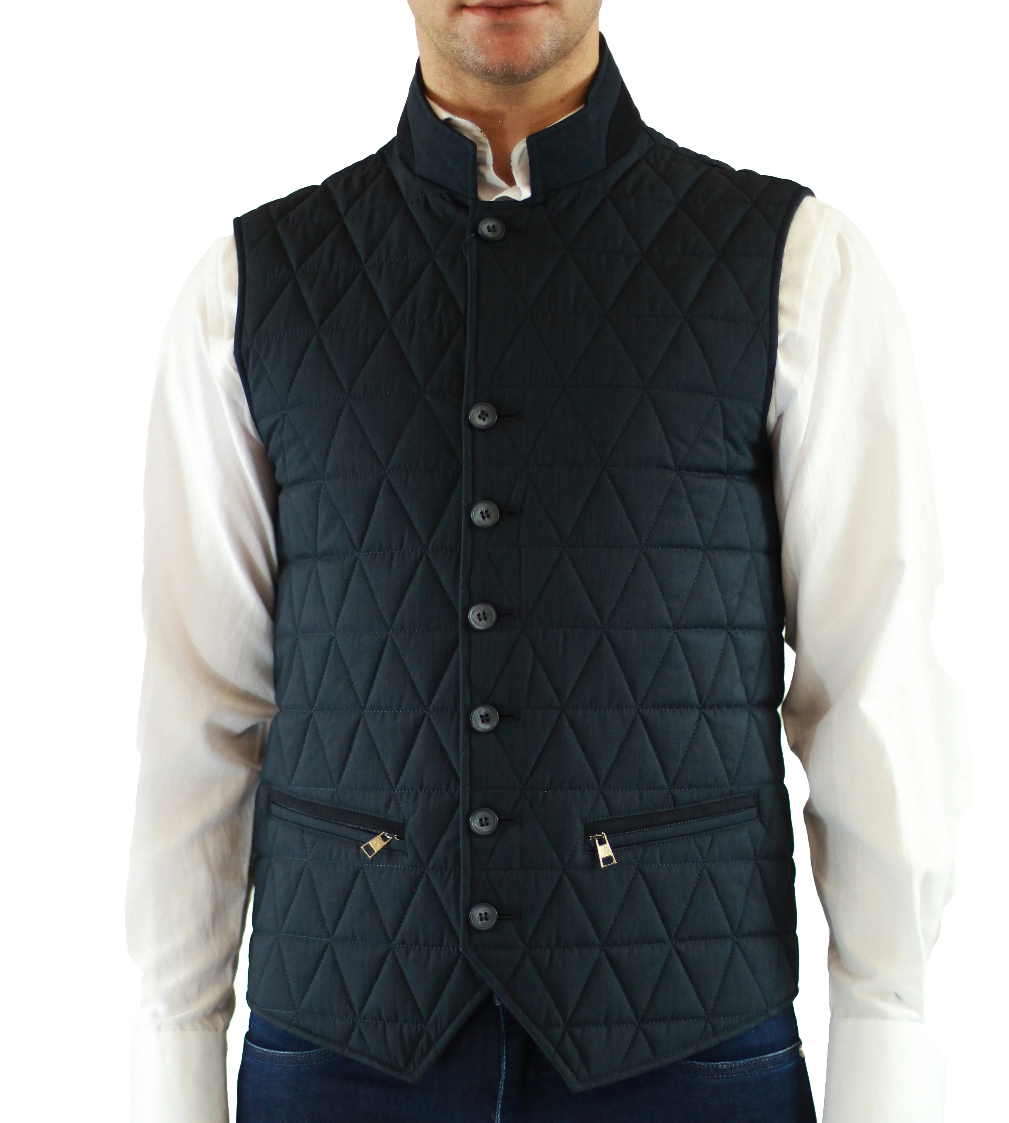 Navy Quilt Button Down Vest