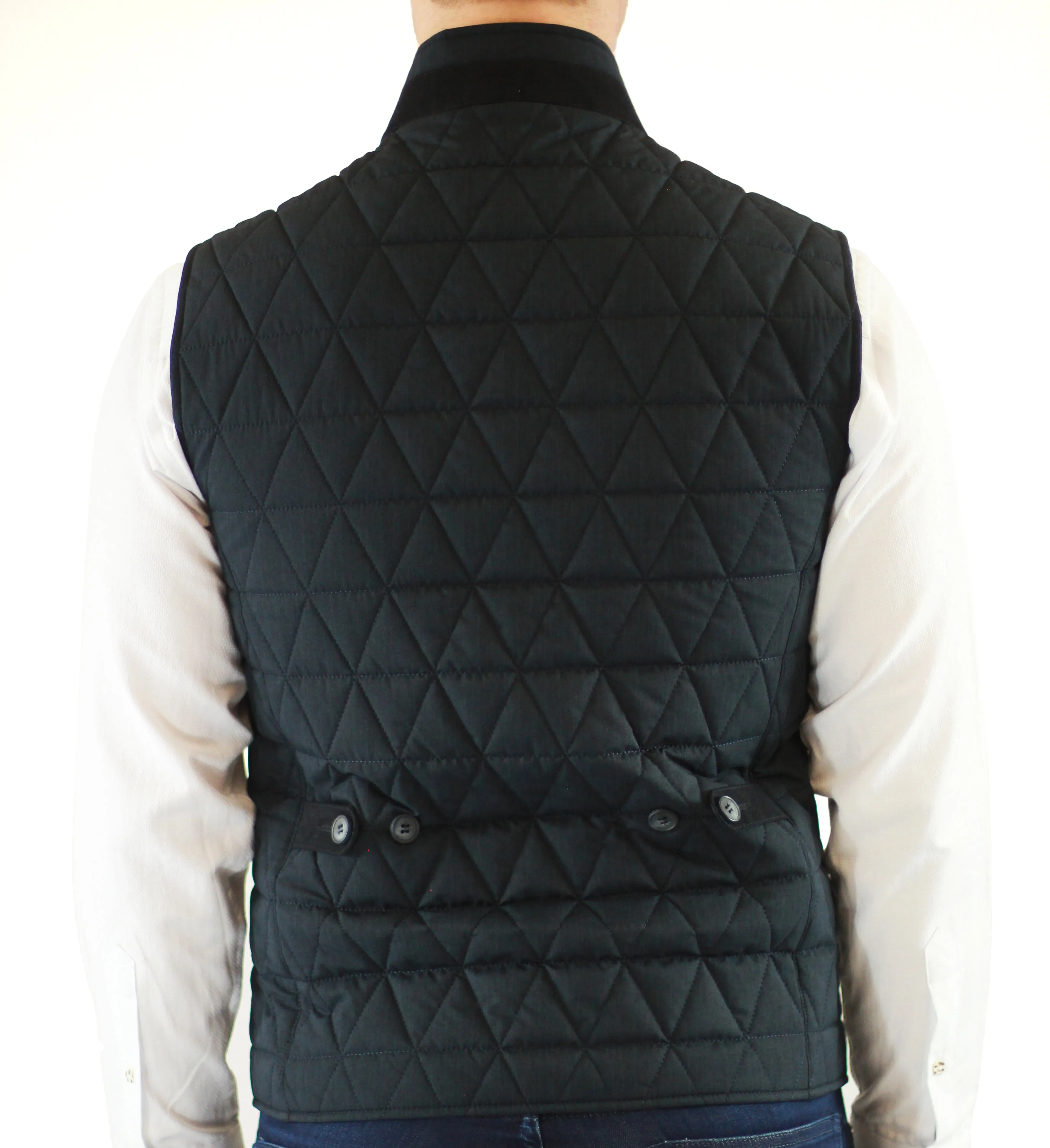 Navy Quilt Button Down Vest