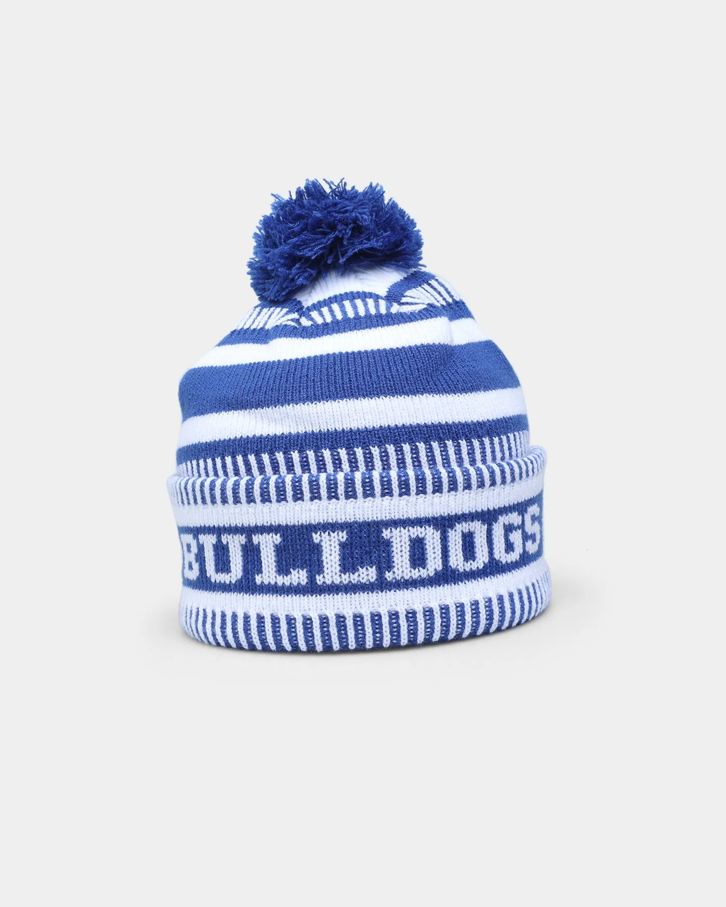 New Era Canterbury Bankstown Bulldogs NRL Kick Off 2022 Pom Wordmark Beanie Blue