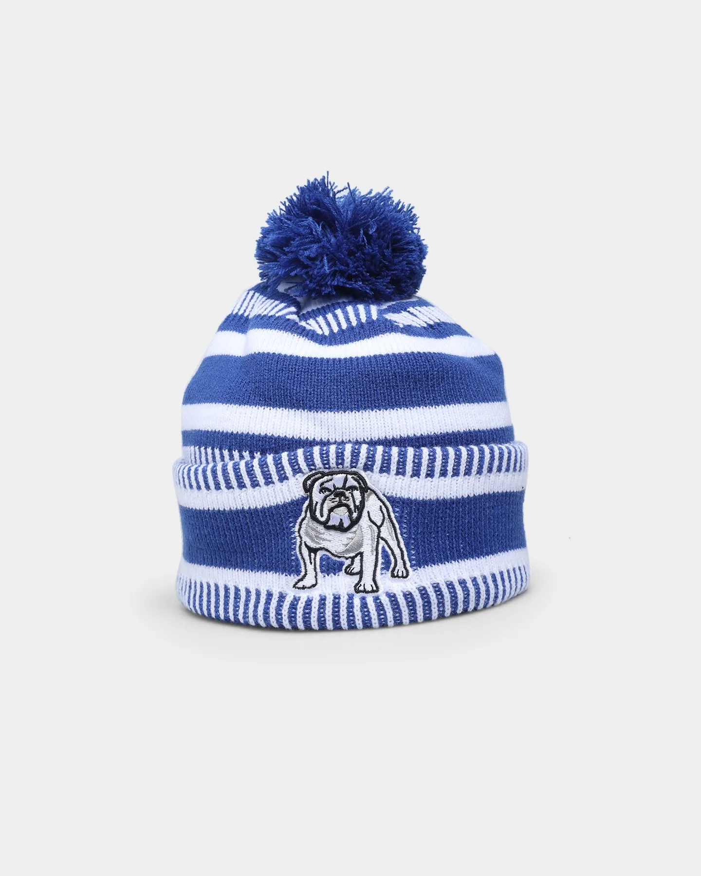 New Era Canterbury Bankstown Bulldogs NRL Kick Off 2022 Pom Wordmark Beanie Blue