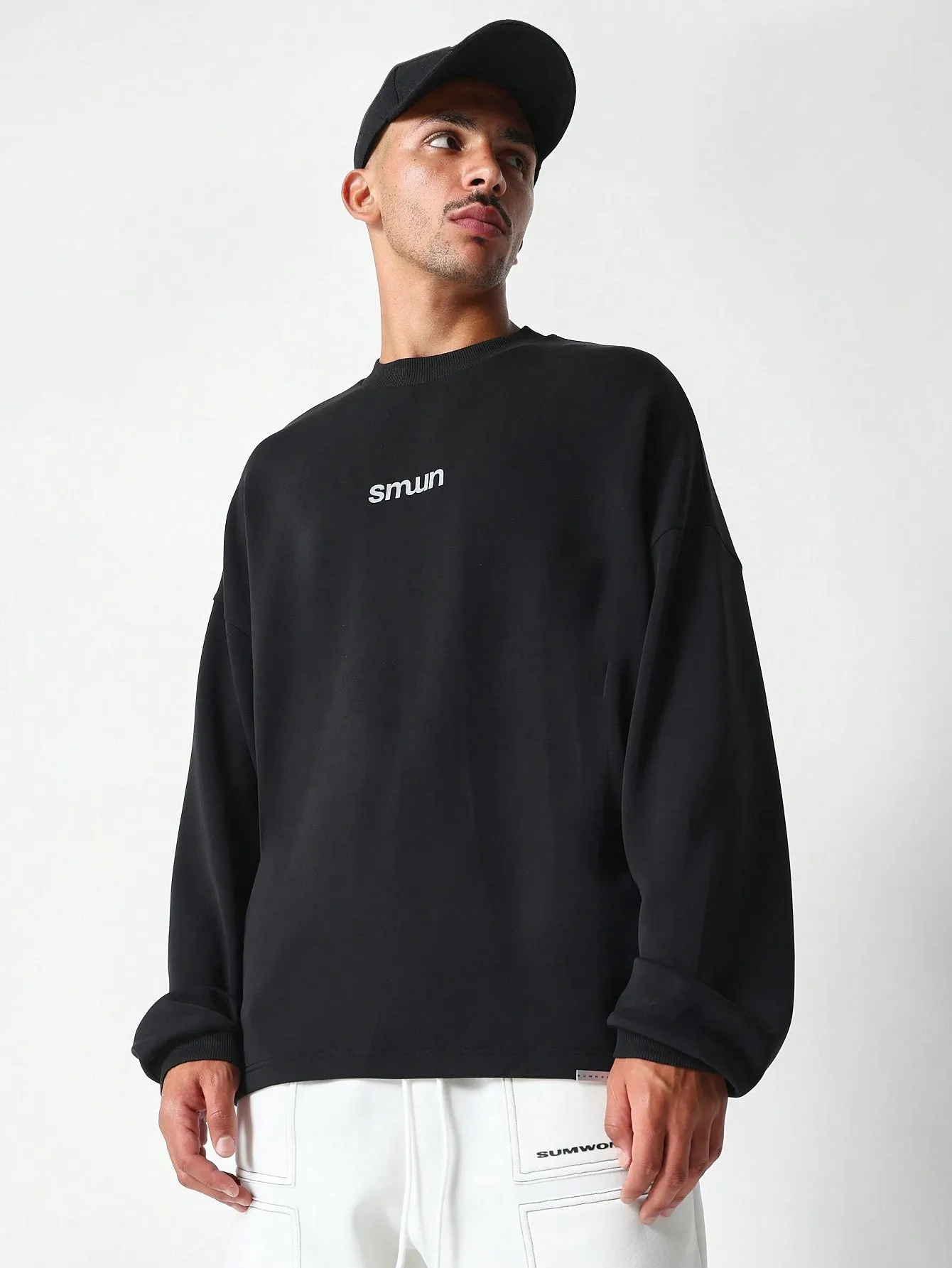 Oversized Fit Sweatshirt With Front And Back Graphic Print