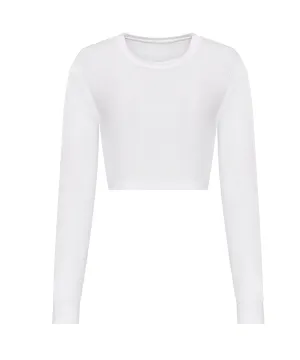 Solid White - Women's long sleeve cropped T