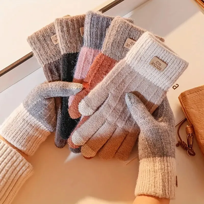 Stretch Knit Wool Full Finger Mittens