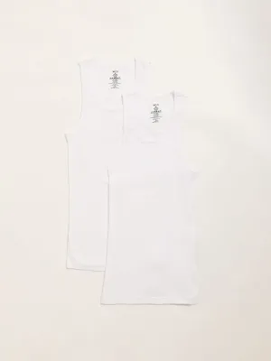 WES Lounge White Sleeveless Vests - Pack of 2