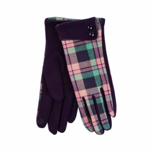 Womenswear Button Cuff Check Gloves