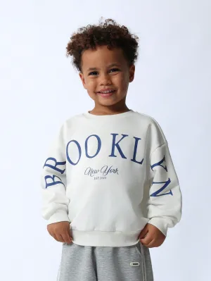 Young Boy Soft Crew Neck Sweatshirt With Brooklyn Graphic Print